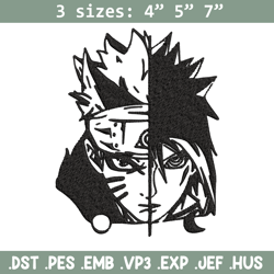 sasuke and naruto black and white embroidery design, naruto embroidery, anime design, embroidery file, instant download.