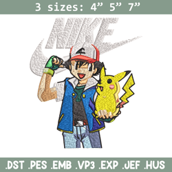 satoshi and pikachu nike embroidery design, pokemon nike embroidery, nike design, embroidery file, instant download.