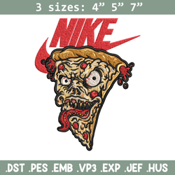 scary monster pizza nike embroidery design, monster pizza embroidery, nike design, embroidery file, instant download.