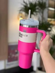 pink stainless steel vacuum insulated tumbler lid straw