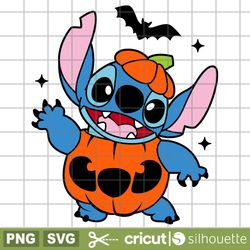 halloween pumpkin stitch svg, halloween svg, cricut svg, scary halloween svg, disney lilo and stitch svg, cut files