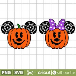 mickey and minnie pumpkin heads svg, cricut svg, cricut cutting files, halloween svg, mickey mouse svg, minnie mouse svg