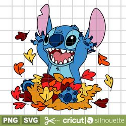 stitch autumn leaves svg, cricut svg, cricut cutting files, fall svg, falling leaves svg, disney lilo and stitch svg