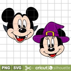 vampire and witch mickey and minnie mouse svg, cricut svg, cricut cutting files, disney halloween svg, spooky svg