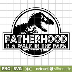 fatherhood is a walk in the park svg, fatherhood svg, jurassic park svg, t-rex svg, father's day svg