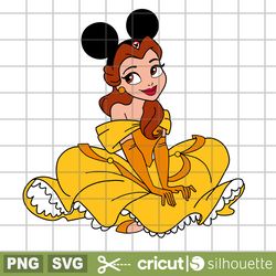 the beauty and the beast svg, princess belle svg, mickey mouse ears svg, disney princess svg, belle svg, belle clipart