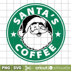 santas coffee starbucks svg, santa claus svg, merry christmas svg, cricut, silhouette vector cut file, santa coffee svg