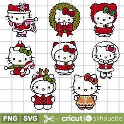 christmas hello kitty bundle svg, merry christmas svg, santa claus svg, cricut svg, silhouette cut file, christmas svg