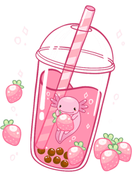 love axolotl bubble tea kawaii anime axolotl