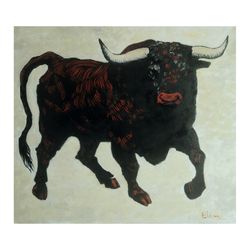 a bull oil painting