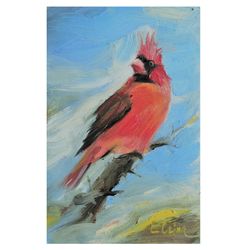 red cardinal oil painting