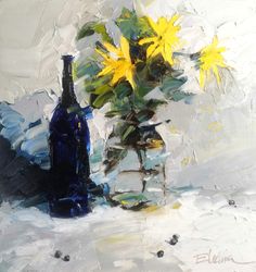 still life with yellow flowers