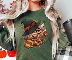 wizard cow sweatshirt, halloween cow shirt, magical highland cow shirt, spooky season halloween shirt, halloween gifts,