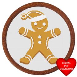 cross stitching pattern ginger bread man, instant pdf download, 14ct aida, embroidery, dmc floss threads, christmas