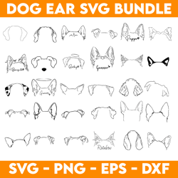 dog breed ears svg hand drawn dog ears outline bundle svg clipart bundle line art tattoo design