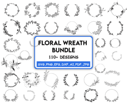 floral wreath svg bundle circle frame svg botanical frame wedding wreath svg flower garland cricut silhouette svg png