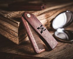 custom beard comb, personalized gifts for him, custom wood beard comb, beard mens gift, groomsmen gift, pocket beard