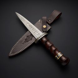 custom handmade 216 layers damascus steel dirk dagger knife with leather sheath