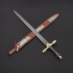 damascus steel sultan sword with leather sheath