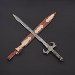 damascus steel mahrani sword with leather sheath
