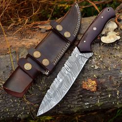 11.25" handmade damascus fixed blade hunting skinner knife survival knife