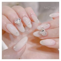 bridal nails, stunning swarovski bling nails,crystal detailed diamonds press on nails