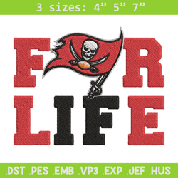 tampa bay buccaneers for life embroidery design, buccaneers embroidery, nfl embroidery, logo sport embroidery.