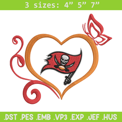 tampa bay buccaneers heart embroidery design, tampa bay buccaneers embroidery, nfl embroidery, logo sport embroidery. (2