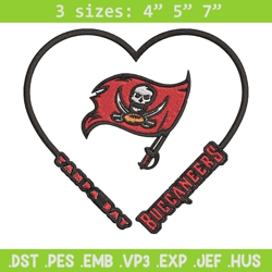 tampa bay buccaneers heart embroidery design, tampa bay buccaneers embroidery, nfl embroidery, logo sport embroidery.