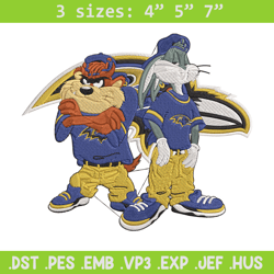 taz and bugs kriss kross baltimore ravens embroidery design, ravens embroidery, nfl embroidery, sport embroidery.