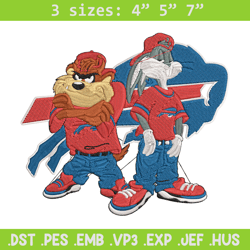 taz and bugs kriss kross buffalo bills embroidery design, buffalo bills embroidery, nfl embroidery, sport embroidery.