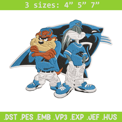 taz and bugs kriss kross carolina panthers embroidery design, panthers embroidery, nfl embroidery, sport embroidery.