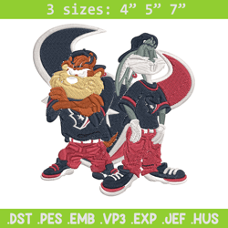 taz and bugs kriss kross houston texans embroidery design, houston texans embroidery, nfl embroidery, sport embroidery.