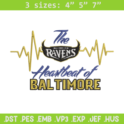 the heartbeat of baltimore ravens embroidery design, baltimore ravens embroidery, nfl embroidery, logo sport embroidery.