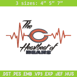 the heartbeat of chicago bears embroidery design, bears embroidery, nfl embroidery, sport embroidery, embroidery design.