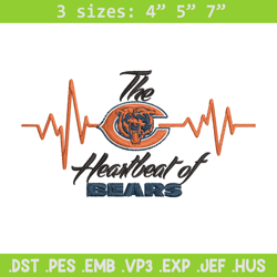 the heartbeat of chicago bears embroidery design, bears embroidery, nfl embroidery, sport embroidery, embroidery design.