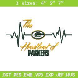 the heartbeat of green bay packers embroidery design, green bay packers embroidery, nfl embroidery, sport embroidery.