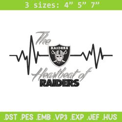 the heartbeat of las vegas raiders embroidery design, las vegas raiders embroidery, nfl embroidery, sport embroidery.