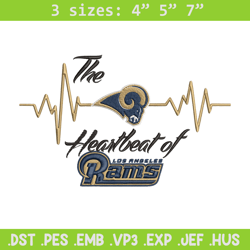 the heartbeat of los angeles rams embroidery design, los angeles rams embroidery, nfl embroidery, logo sport embroidery.