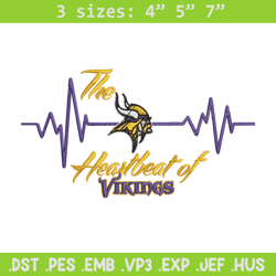 the heartbeat of minnesota vikings embroidery design, vikings embroidery, nfl embroidery, logo sport embroidery.