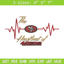 the heartbeat of san francisco 49ers embroidery design, 49ers embroidery, nfl embroidery, logo sport embroidery.