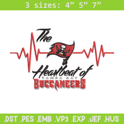 the heartbeat of tampa bay buccaneers embroidery design, buccaneers embroidery, nfl embroidery, logo sport embroidery.