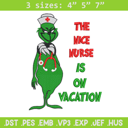 the nice nurse embroidery design,grinch embroidery,chrismas design, embroidery shirt, embroidery file, digital download