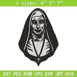 the nun embroidery design, the nun logo embroidery, horror design, embroidery file, logo shirt, digital download.