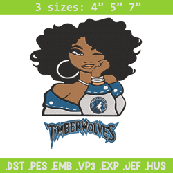 timberwolves girl embroidery design, nba embroidery, sport embroidery, embroidery design,logo sport embroidery