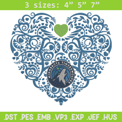 timberwolves heart embroidery design, nba embroidery, sport embroidery, embroidery design, logo sport embroidery
