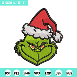 christmas grinch face embroidery design, grinch christmas embroidery, embroidery file, grinch design, instant download.