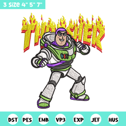 thrasher buzz lightyear embroidery design, buzz lightyear embroidery, cartoon design, embroidery file, instant download.