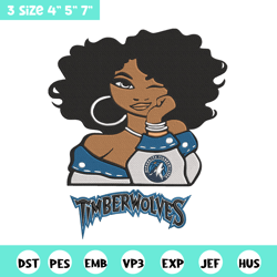 timberwolves girl embroidery design, nba embroidery, sport embroidery, embroidery design,logo sport embroidery