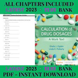 test bank calculation of drug dosages 11th edition by sheila j. ogden latest 2023 | all chapters included